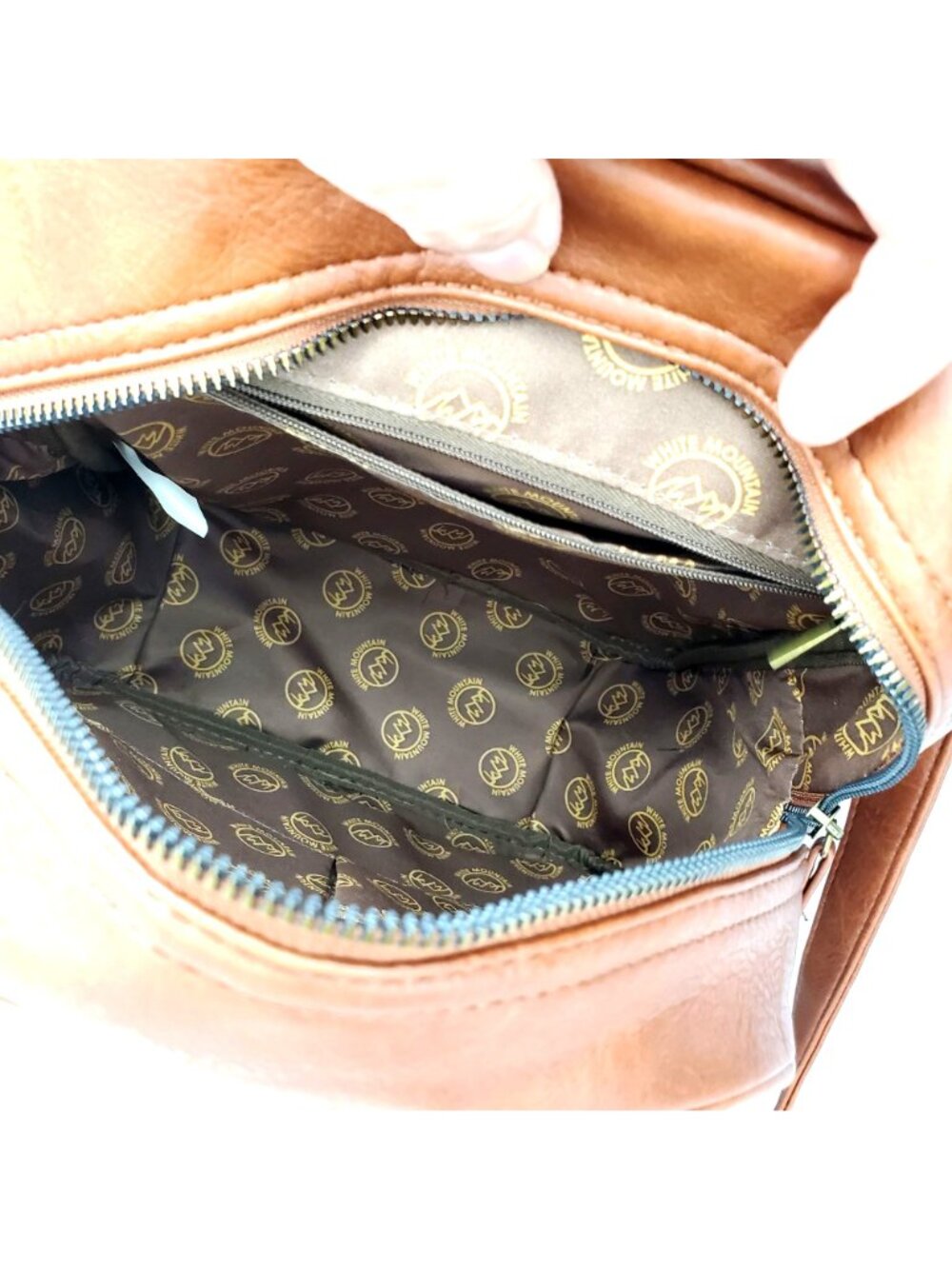 White Mountain Womens Tan Brown Faux Leather Backpack With Floral Embroidery NWT - Picture 9 of 9